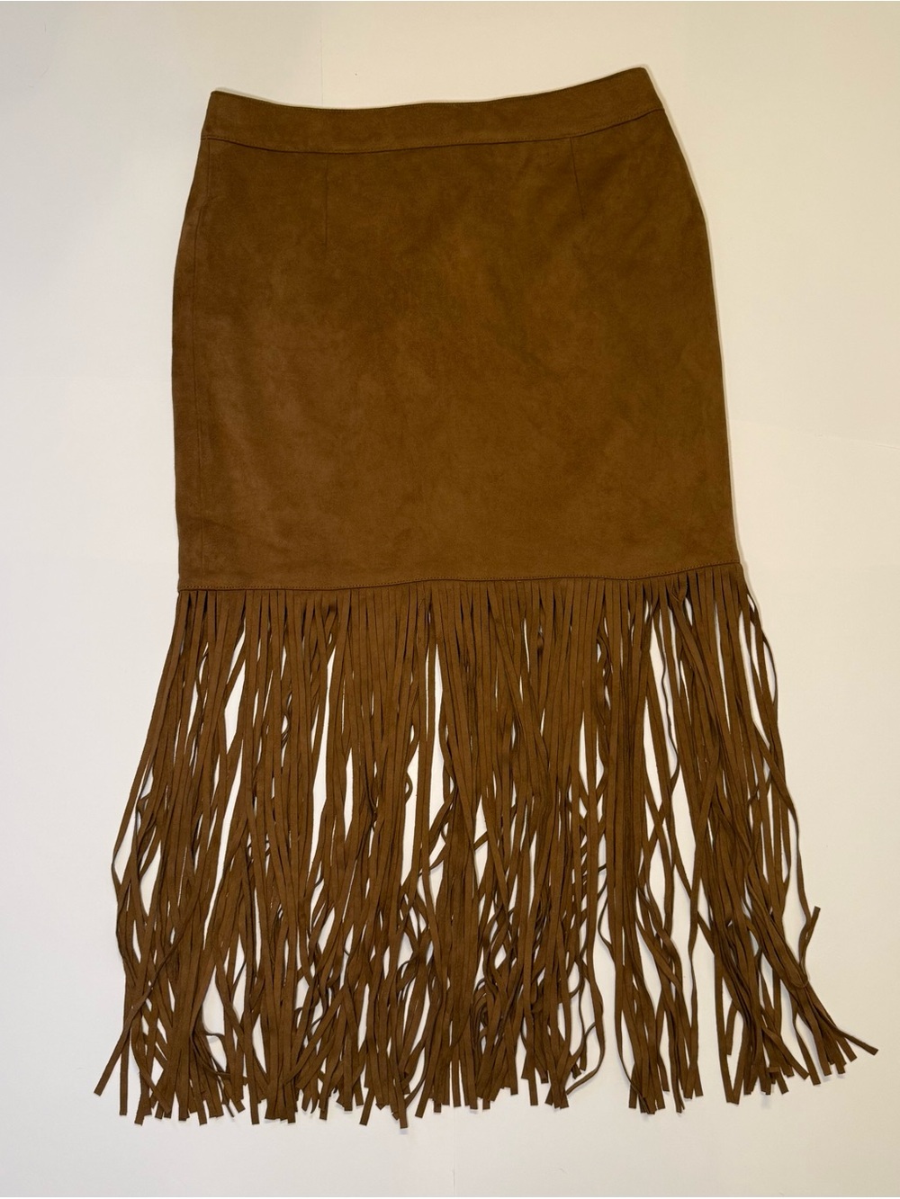 Boho Fringe Faux Suede Skirt Grace Elements Festival Size Medium